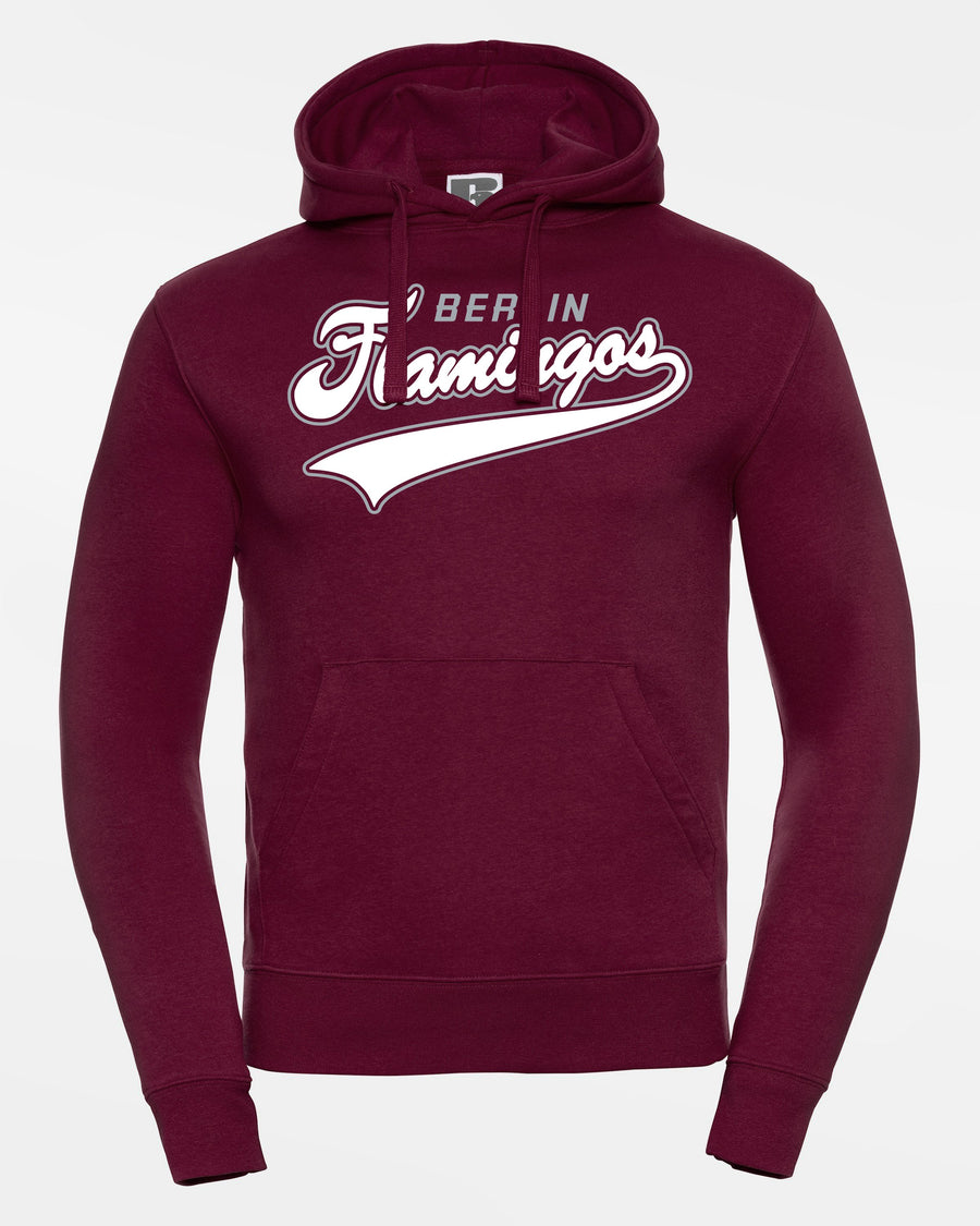 Russell Premium Heavy Hoodie, "Berlin Flamingos", Script, burgundy-DIAMOND PRIDE