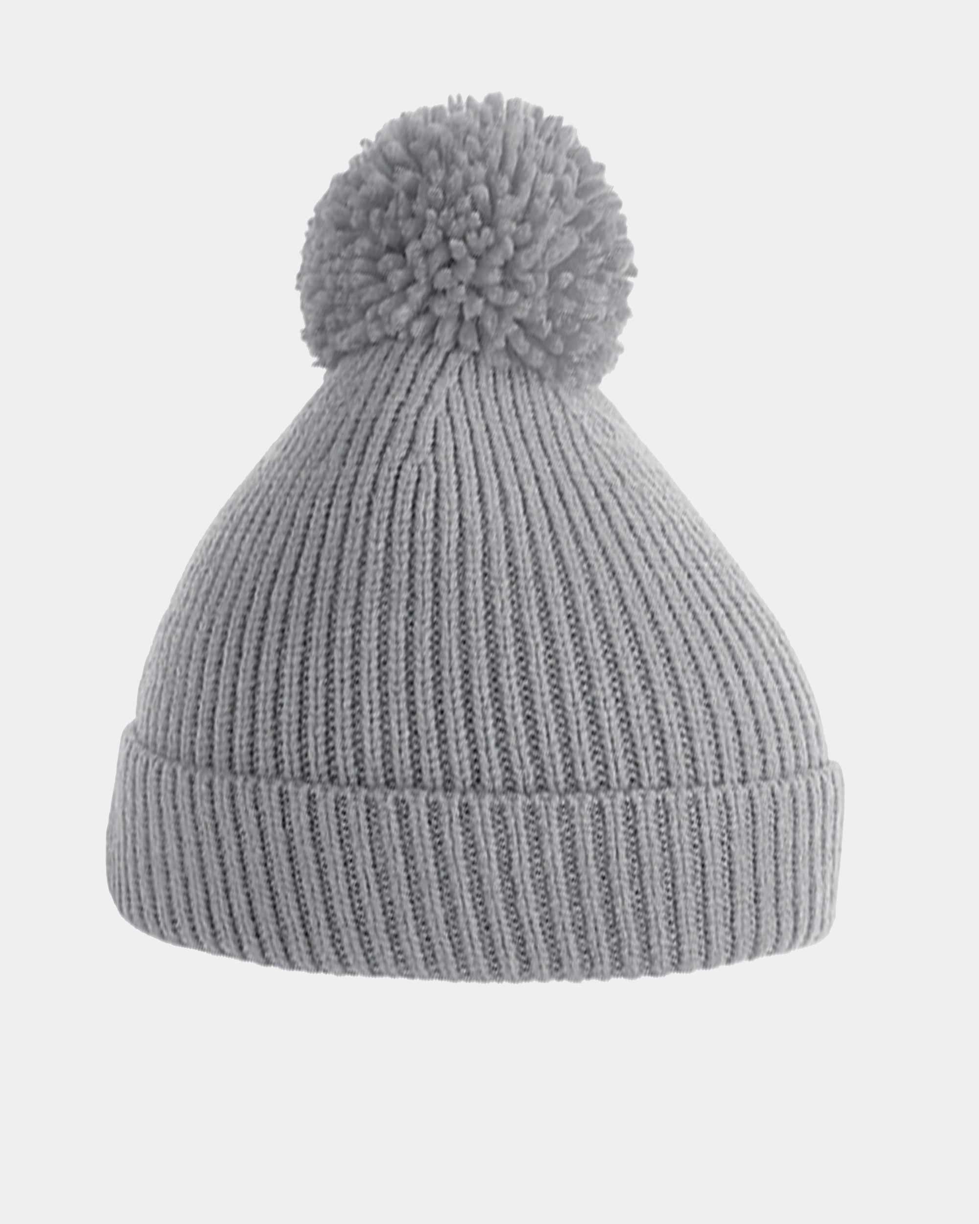Diamond Pride Basic Knit-Ribbed PomPom-Beanie, hellgrau-DIAMOND PRIDE