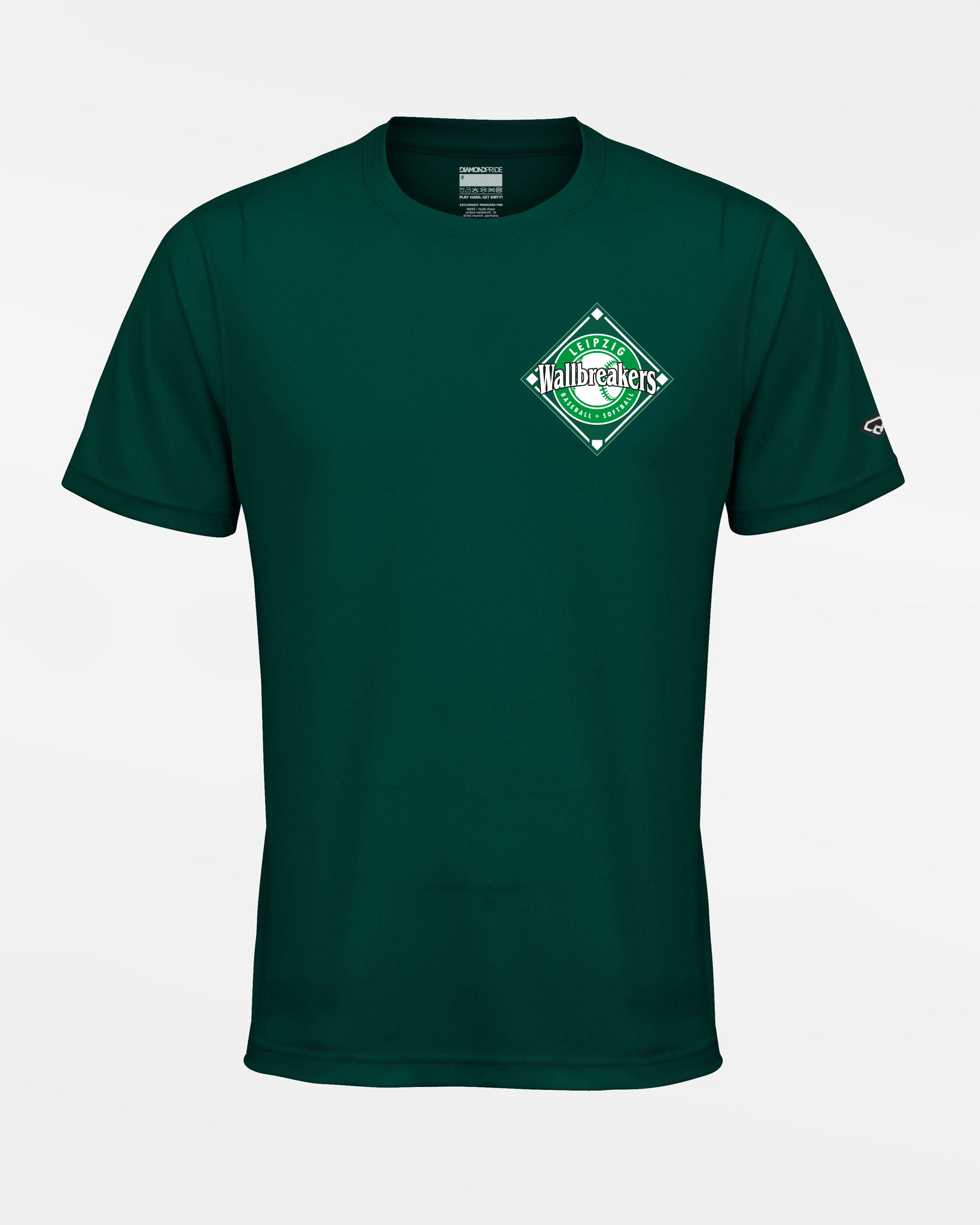 Diamond Pride Kids Basic Functional T-Shirt "Leipzig Wallbreakers", Crest & Primary Logo, dunkelgrün