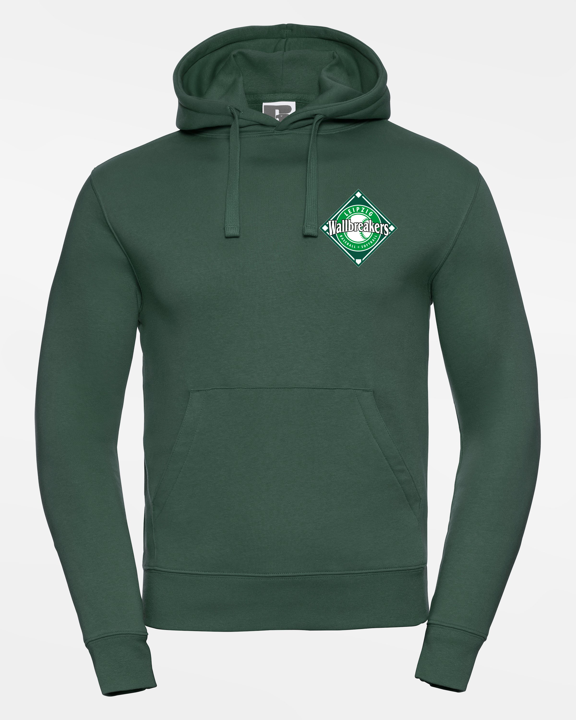 Russell Premium Heavy Hoodie "Leipzig Wallbreakers", Crest & Primary Logo, dunkelgrün
