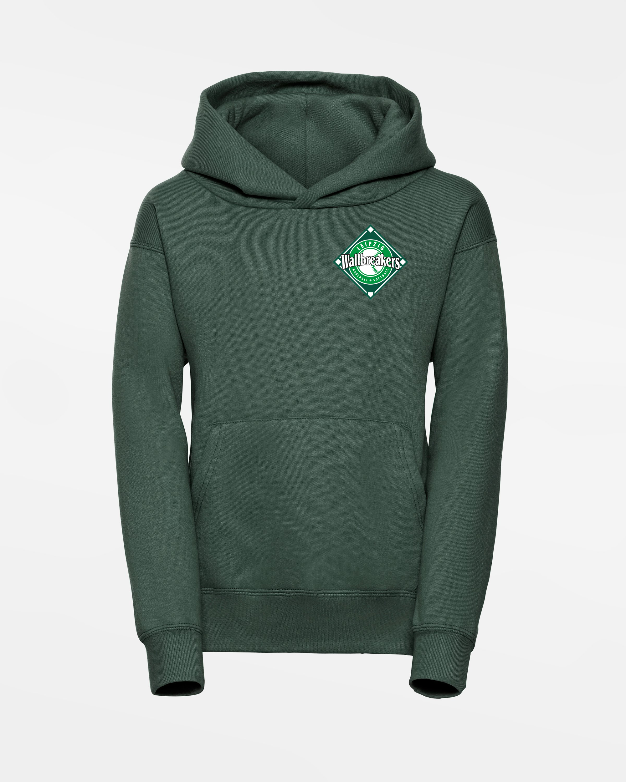 Russell Kids Basic Hoodie "Leipzig Wallbreakers", Crest & Primary Logo, dunkelgrün