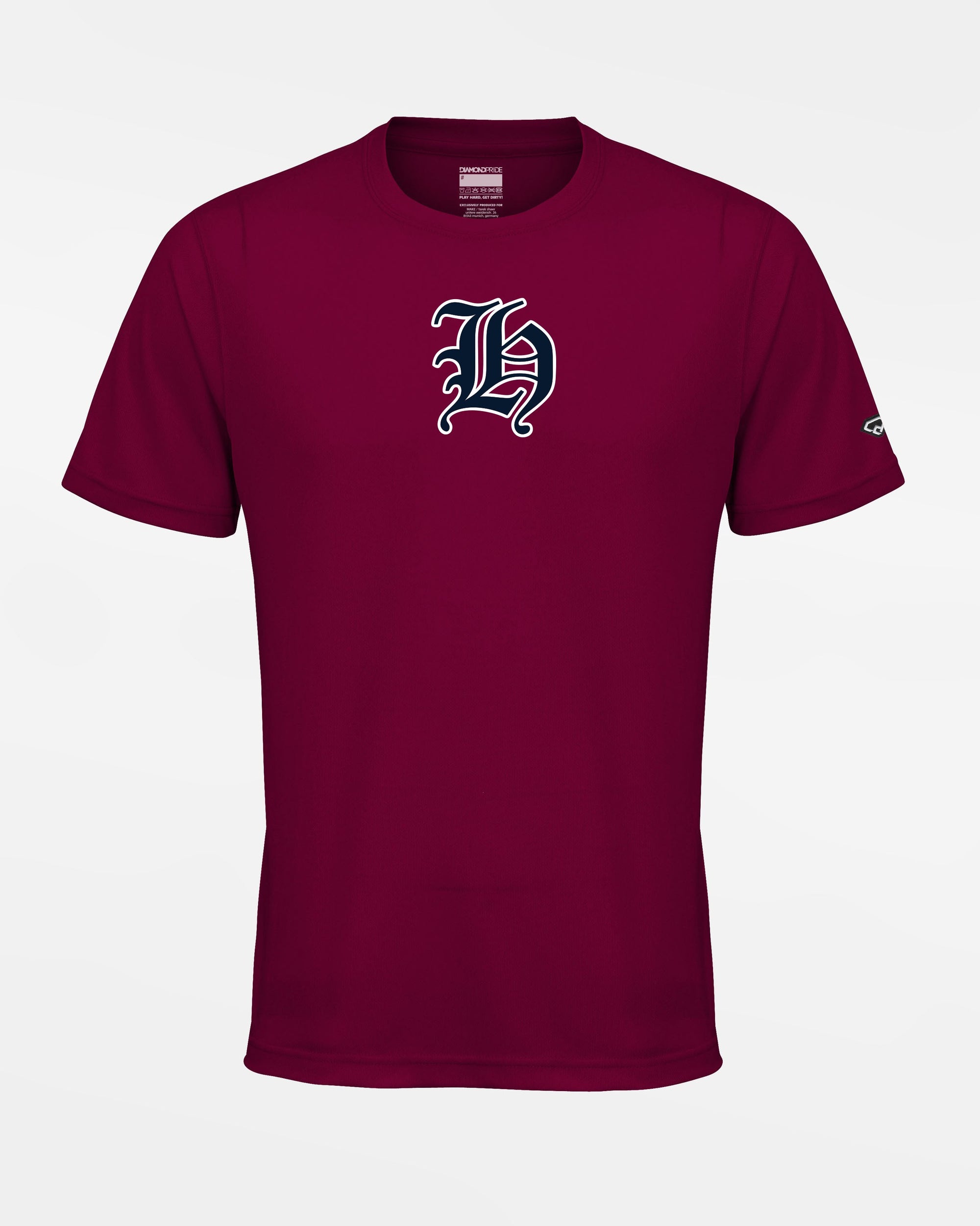 Diamond Pride Basic Functional T-Shirt "Tübingen Hawks", H, maroon-rot-DIAMOND PRIDE