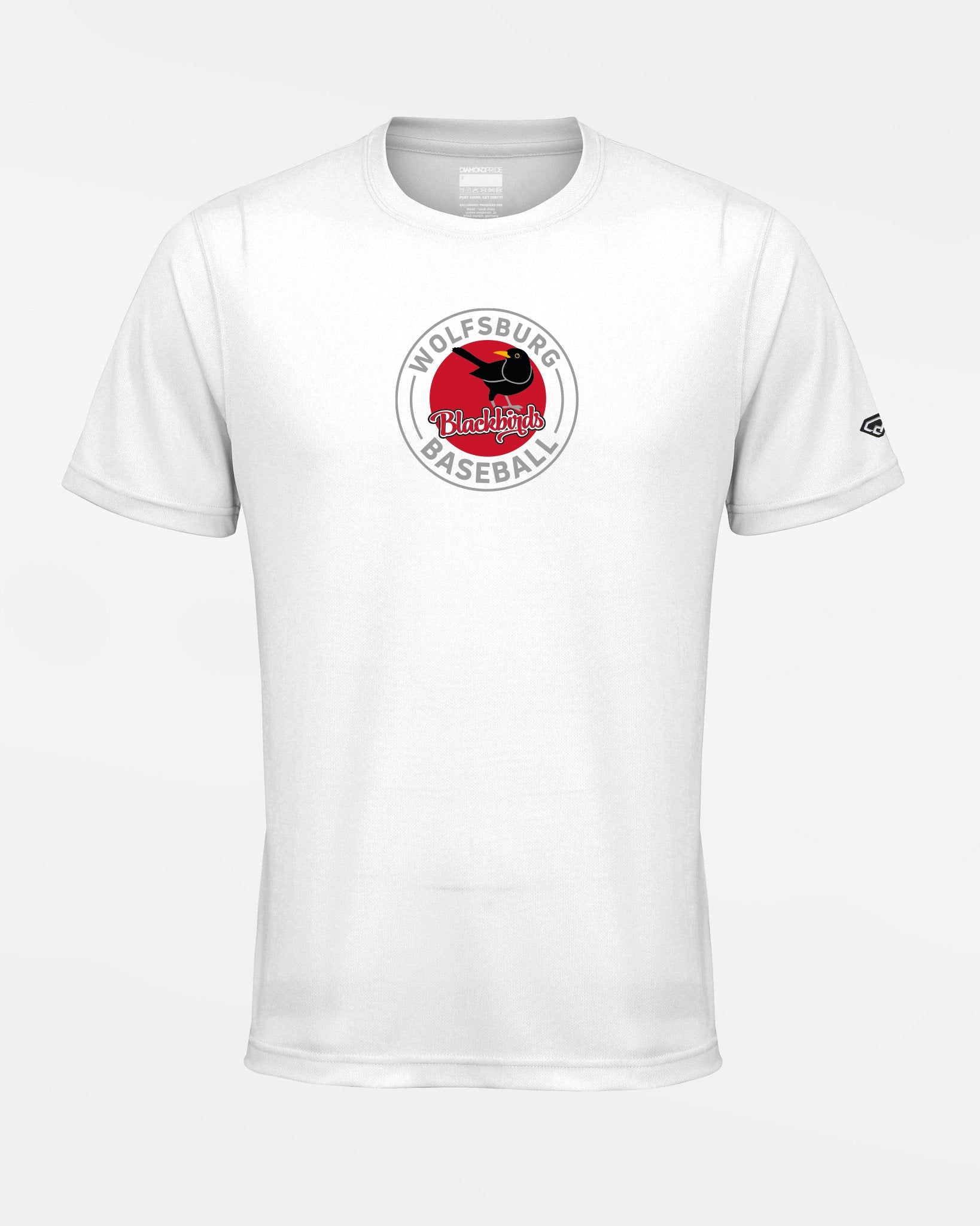Diamond Pride Basic Functional T-Shirt "Wolfsburg Blackbirds", Crest, weiss-DIAMOND PRIDE
