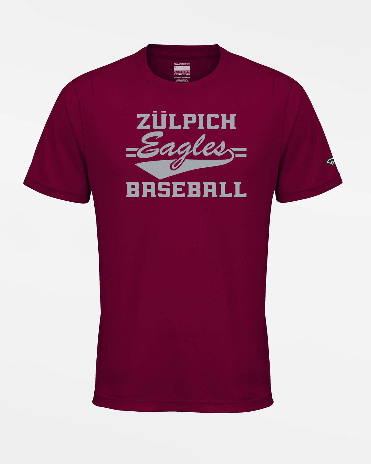 Diamond Pride Basic Functional T-Shirt "Zülpich Eagles", Baseball, maroon-rot