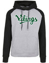 Diamond Pride Basic Raglan Hoodie "Kufstein Vikings", Script, schwarz-heather grau-DIAMOND PRIDE