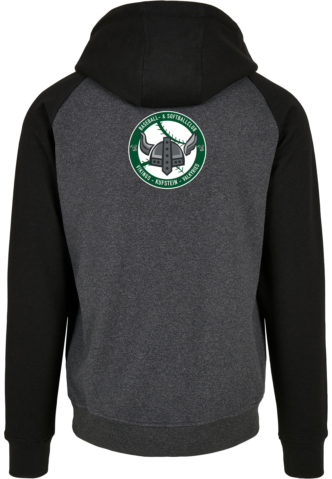 Diamond Pride Basic Raglan Hoodie "Kufstein Vikings", VS & Crest, schwarz-dunkelgrau-DIAMOND PRIDE