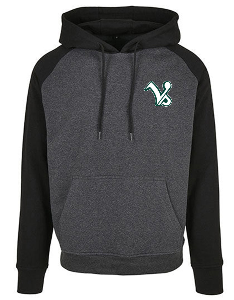 Diamond Pride Basic Raglan Hoodie "Kufstein Vikings", VS & Crest, schwarz-dunkelgrau-DIAMOND PRIDE