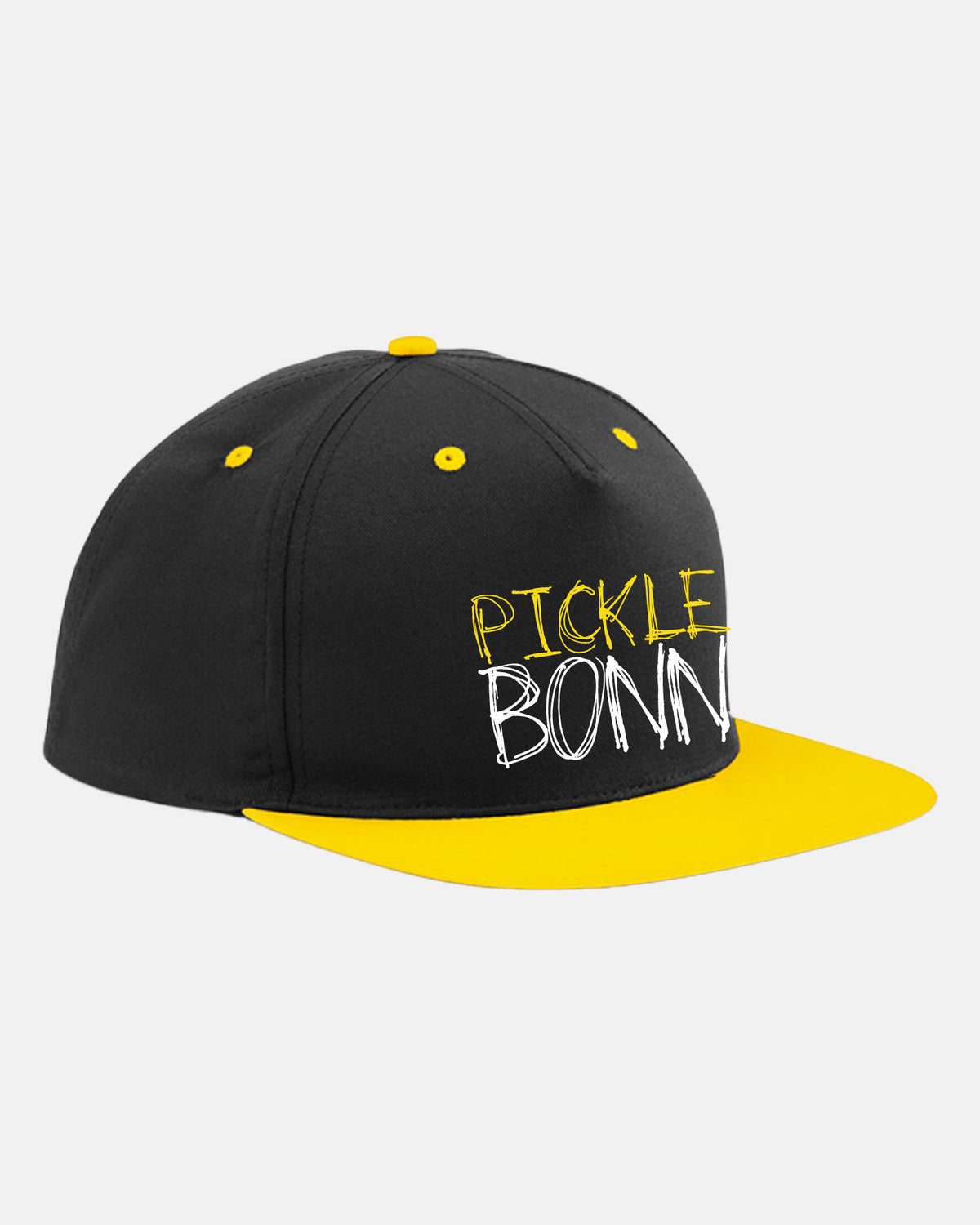 Diamond Pride Contrast Fan Snapback Cap, "Bonn Pickleball", schwarz-gelb
