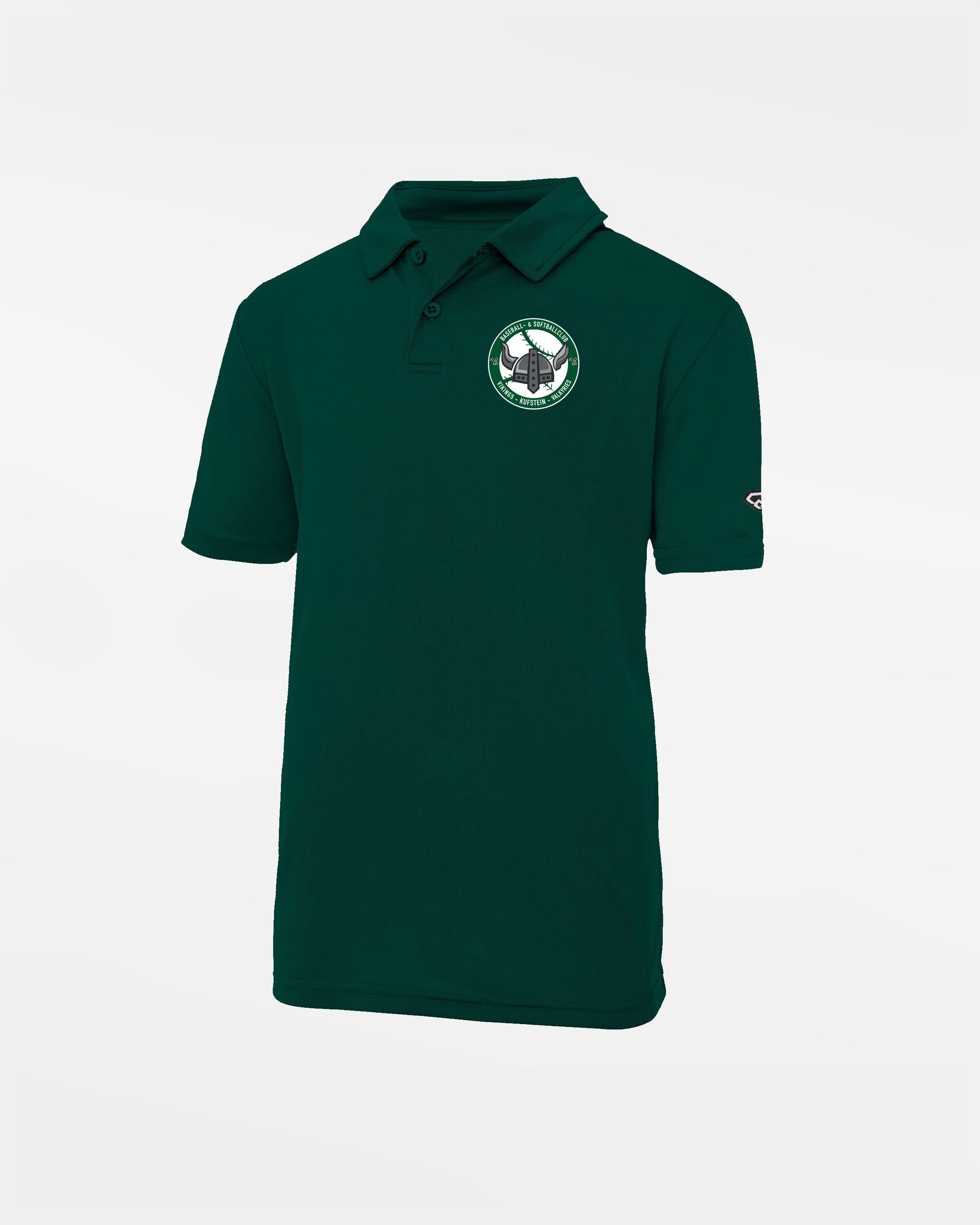 Diamond Pride Kids Basic Functional Polo-Shirt "Kufstein Vikings", Crest, dunkelgrün-DIAMOND PRIDE
