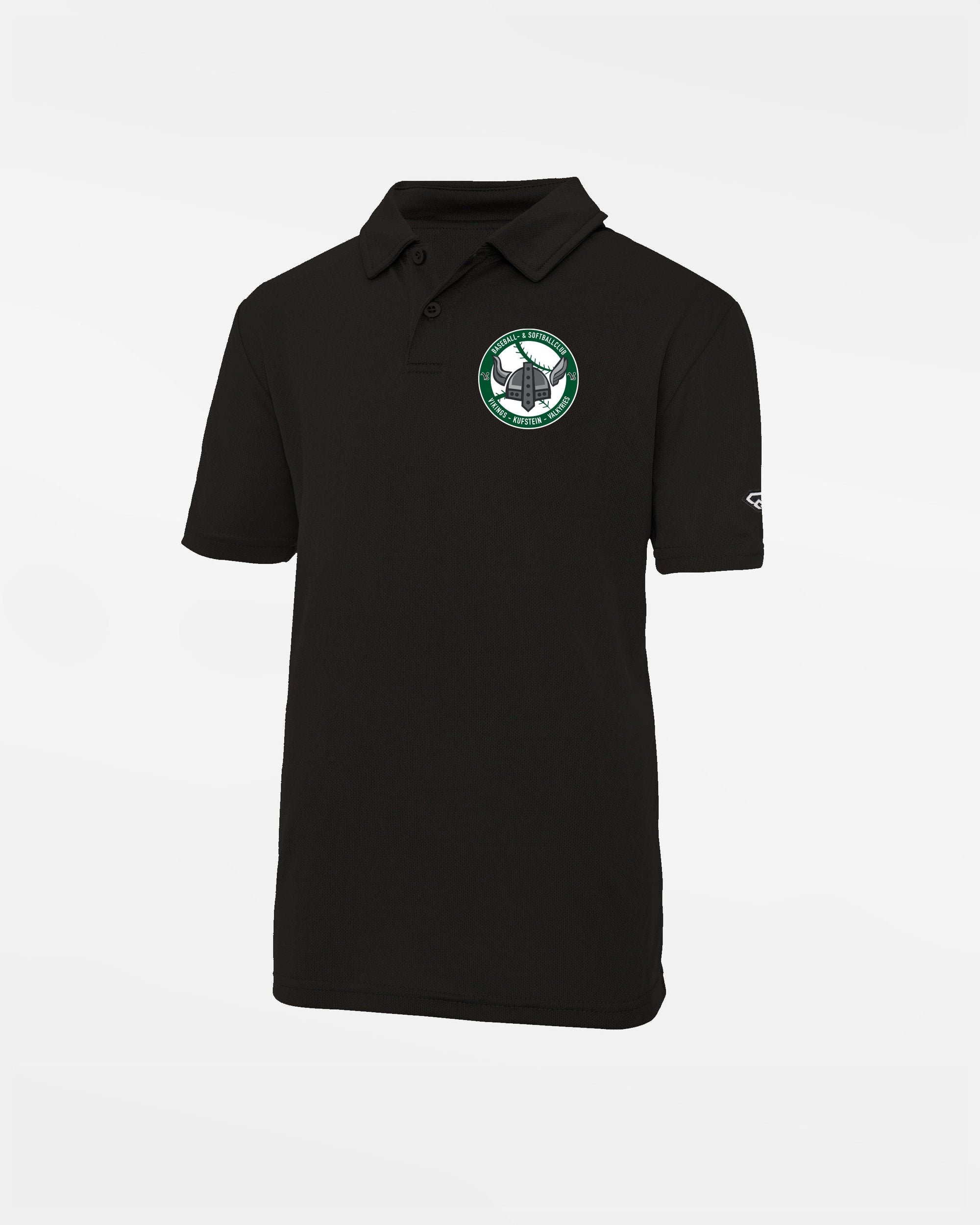 Diamond Pride Kids Basic Functional Polo-Shirt „Kufstein Vikings“, Crest, schwarz-DIAMOND PRIDE