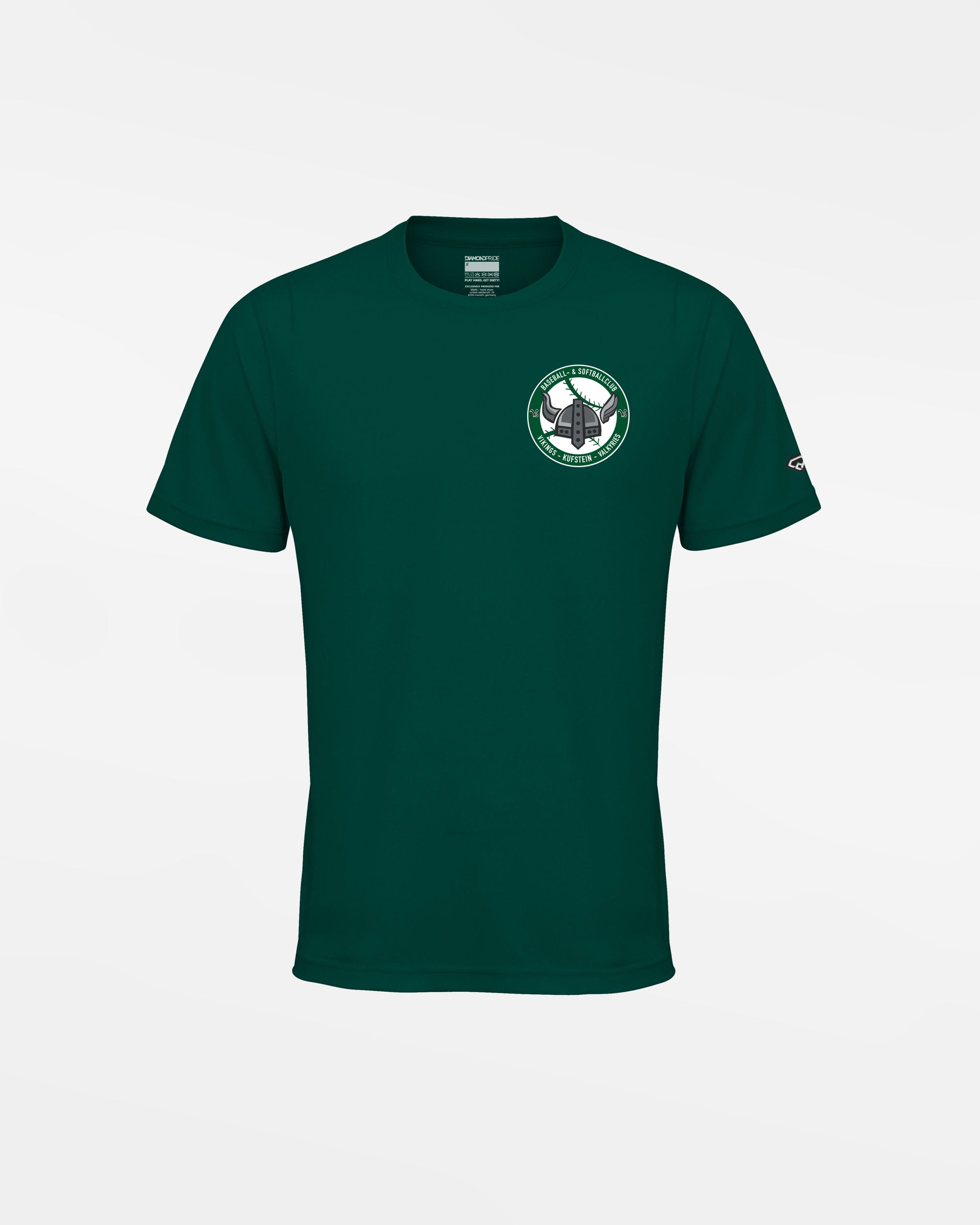 Diamond Pride Kids Basic Functional T-Shirt "Kufstein Vikings", Crest, dunkelgrün-DIAMOND PRIDE