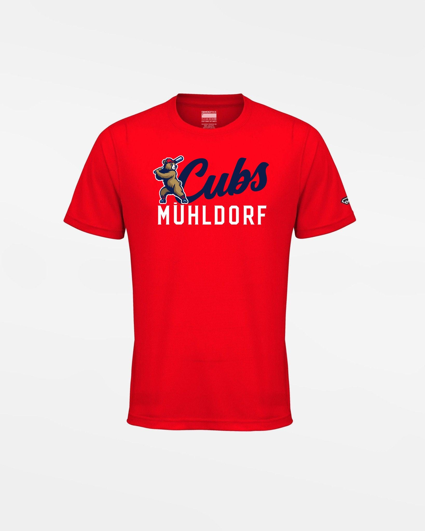 Diamond Pride Kids Basic Functional T-Shirt "Mühldorf Cubs", Primary Logo, rot-DIAMOND PRIDE