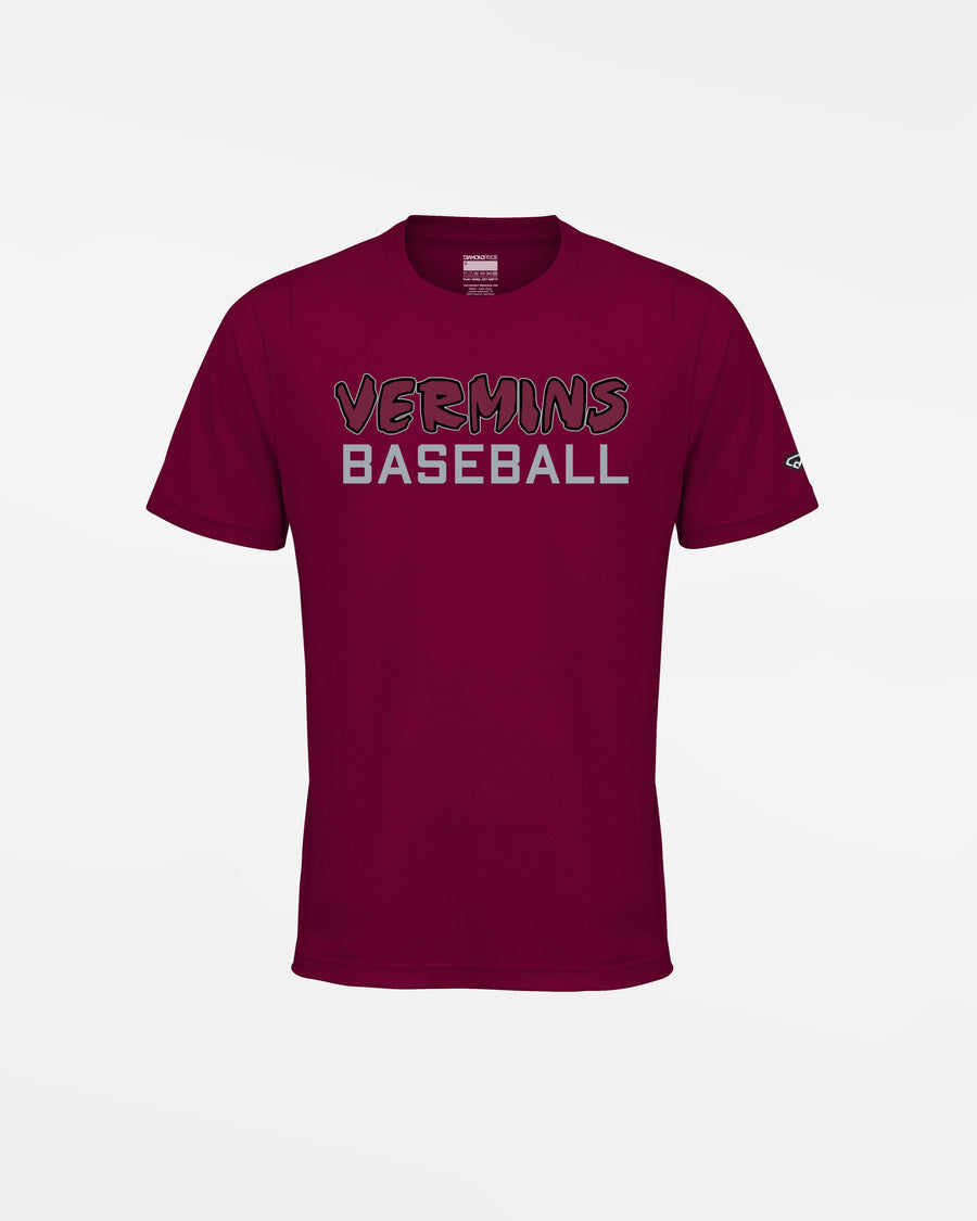 Diamond Pride Kids Basic Functional T-Shirt "Wesseling Vermins", Old Vermins Baseball, maroon-rot-DIAMOND PRIDE