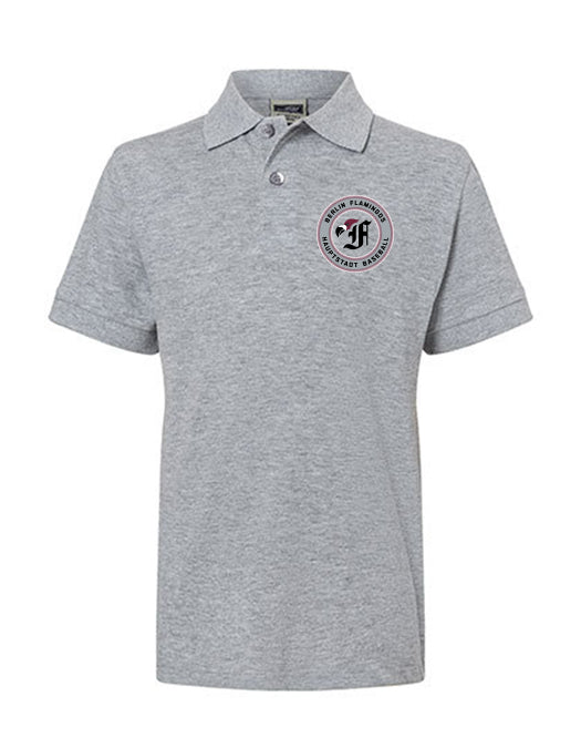 Diamond Pride Kids Premium Polo-Shirt, "Berlin Flamingos", Crest Baseball, heather grau-DIAMOND PRIDE