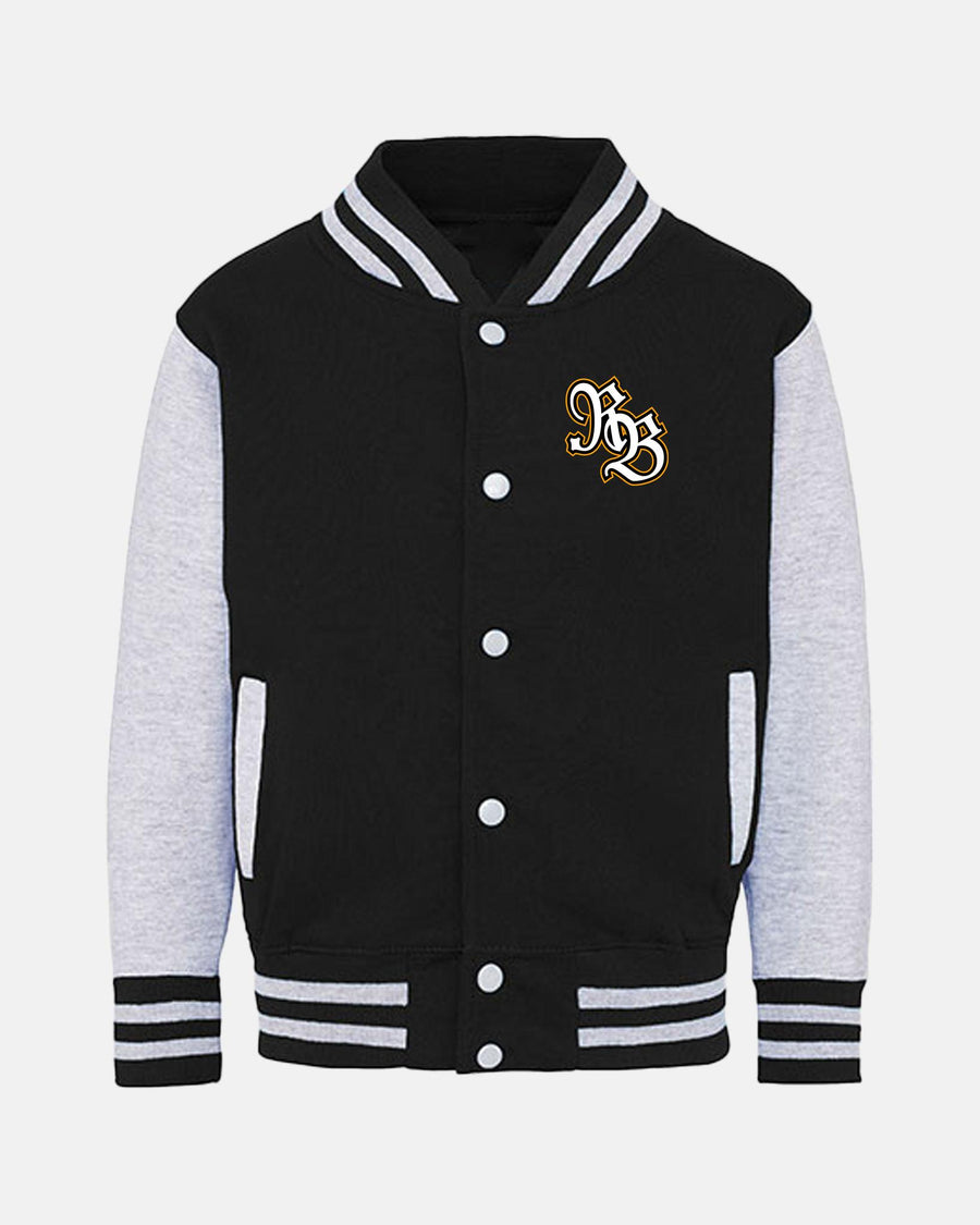 Diamond Pride Kids Varsity College Jacke "Füssen Royal Bavarians", RB & Baseball, schwarz - heather grau-DIAMOND PRIDE