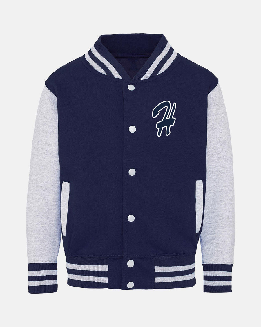 Diamond Pride Kids Varsity College Jacke "Gramastetten Highlanders", H & Baseball, navy blau - heather grau-DIAMOND PRIDE