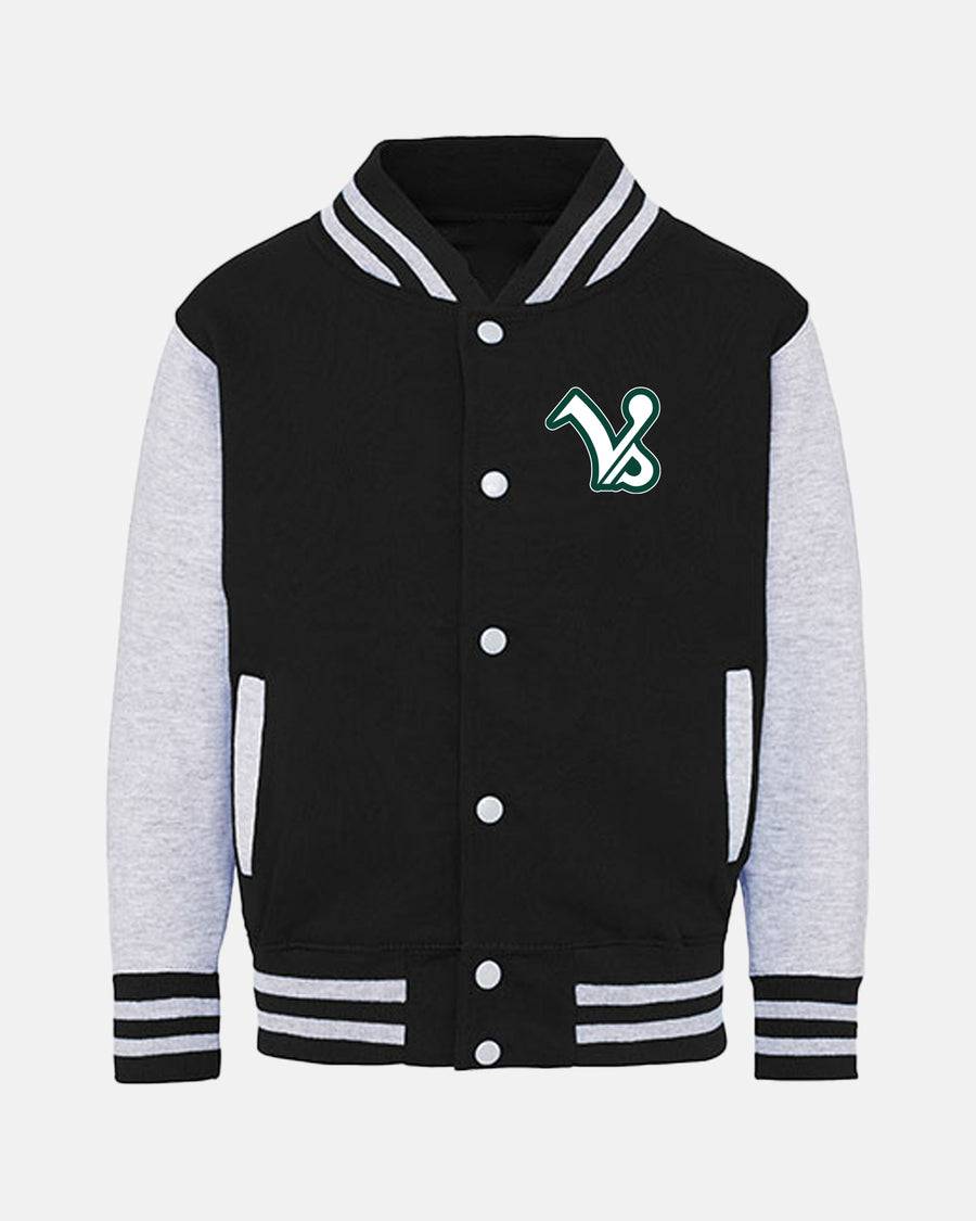 Diamond Pride Kids Varsity College Jacke "Kufstein Vikings", VS & Script, schwarz-heather grau-DIAMOND PRIDE