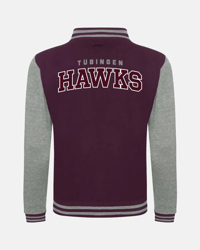 Diamond Pride Kids Varsity College Jacke "Tübingen Hawks", H & Script, maroon-rot - heather-grau-DIAMOND PRIDE