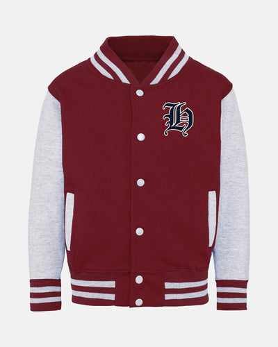 Diamond Pride Kids Varsity College Jacke "Tübingen Hawks", H & Script, maroon-rot - heather-grau-DIAMOND PRIDE