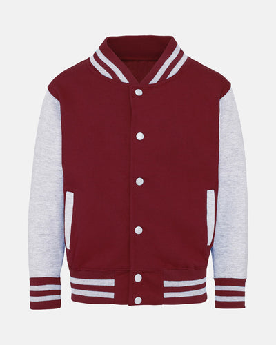 Diamond Pride Kids Varsity College Jacke "Wesseling Vermins", Old Vermins Baseball, maroon-rot - heather grau (Copy)-DIAMOND PRIDE