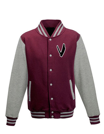 Diamond Pride Kids Varsity College Jacke "Wesseling Vermins", Old Vermins Baseball, maroon-rot - heather grau-DIAMOND PRIDE