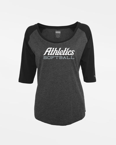 Diamond Pride Ladies 3/4 Contrast Raglan T-Shirt "Attnang Athletics", Softball, heather dunkelgrau - schwarz-DIAMOND PRIDE