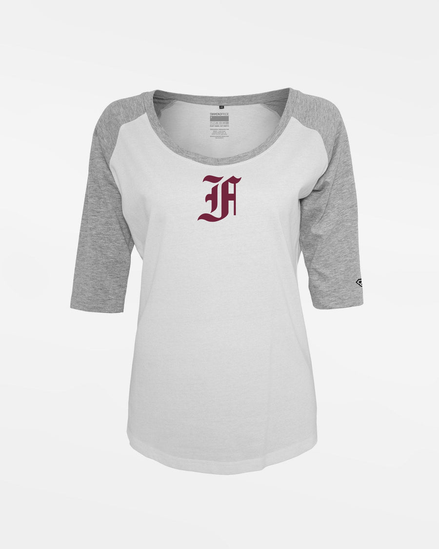 Diamond Pride Ladies 3/4 Contrast Raglan T-Shirt, "Berlin Flamingos", F, weiss-heather grau-DIAMOND PRIDE