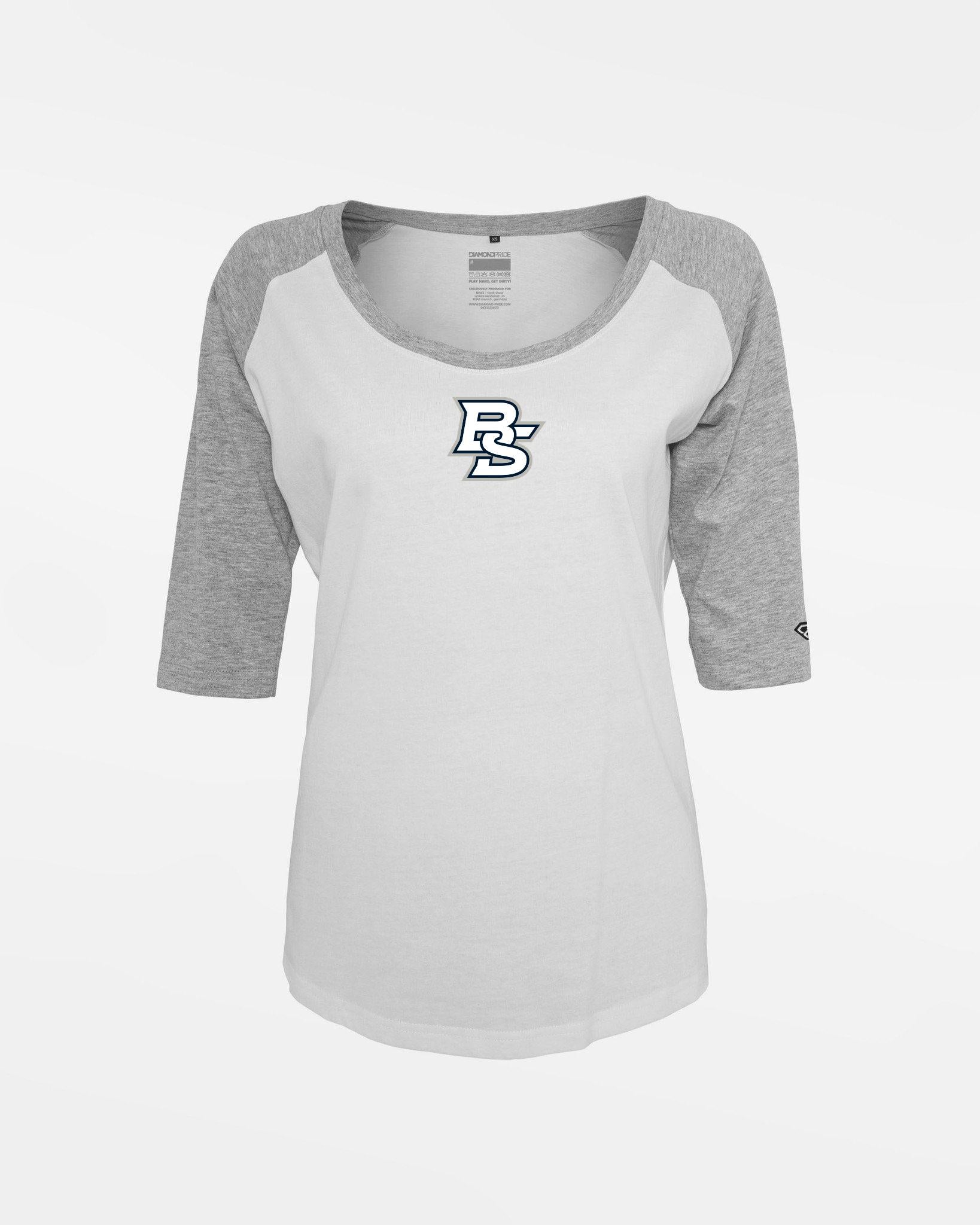 Diamond Pride Ladies 3/4 Contrast Raglan T-Shirt "Braunschweig 89ers", BS, weiss-heather grau-DIAMOND PRIDE