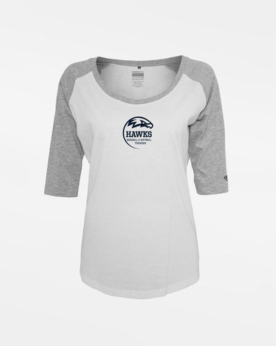 Diamond Pride Ladies 3/4 Contrast Raglan T-Shirt "Tübingen Hawks", Crest, weiss-heather grau-DIAMOND PRIDE