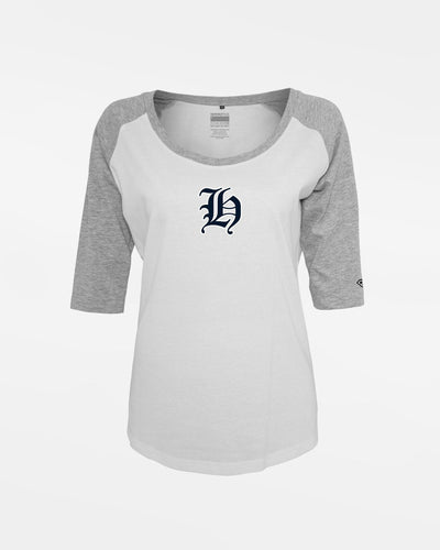 Diamond Pride Ladies 3/4 Contrast Raglan T-Shirt "Tübingen Hawks", H, weiss-heather grau-DIAMOND PRIDE