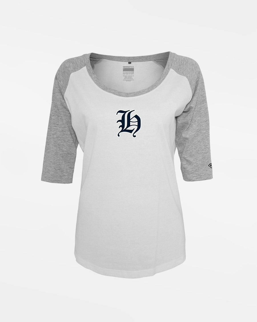 Diamond Pride Ladies 3/4 Contrast Raglan T-Shirt "Tübingen Hawks", H, weiss-heather grau-DIAMOND PRIDE