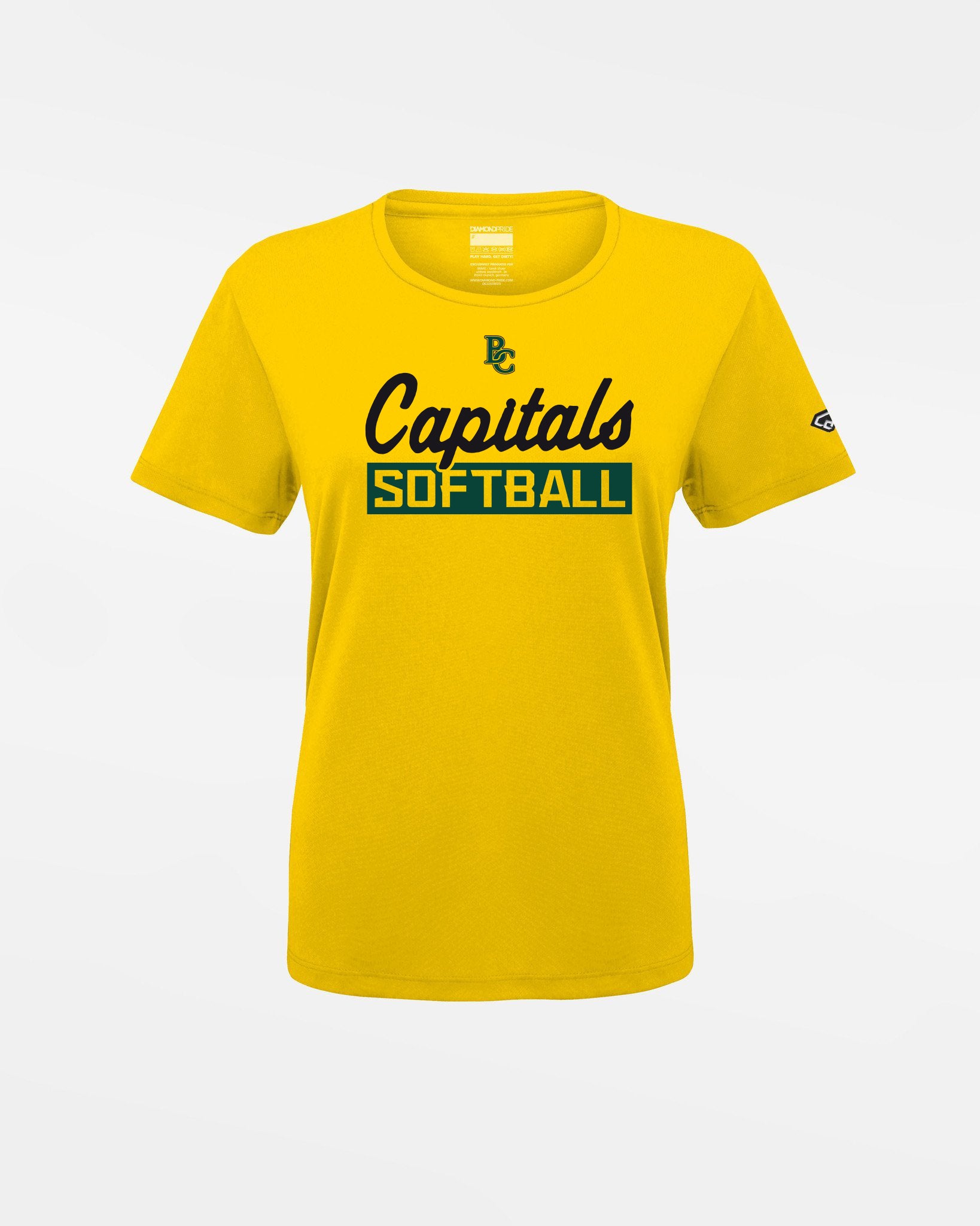 Diamond Pride Ladies Basic Functional T-Shirt "Bonn Capitals", Softball, gelb-DIAMOND PRIDE