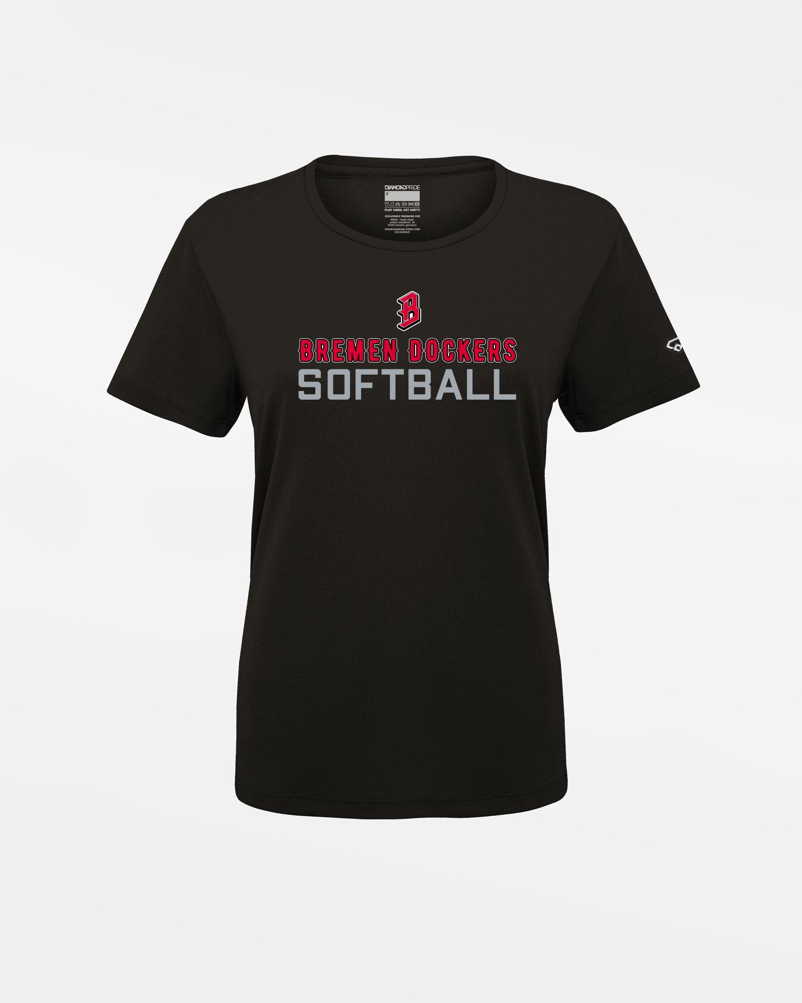 Diamond Pride Ladies Basic Functional T-Shirt "Bremen Dockers", Softball, schwarz-DIAMOND PRIDE