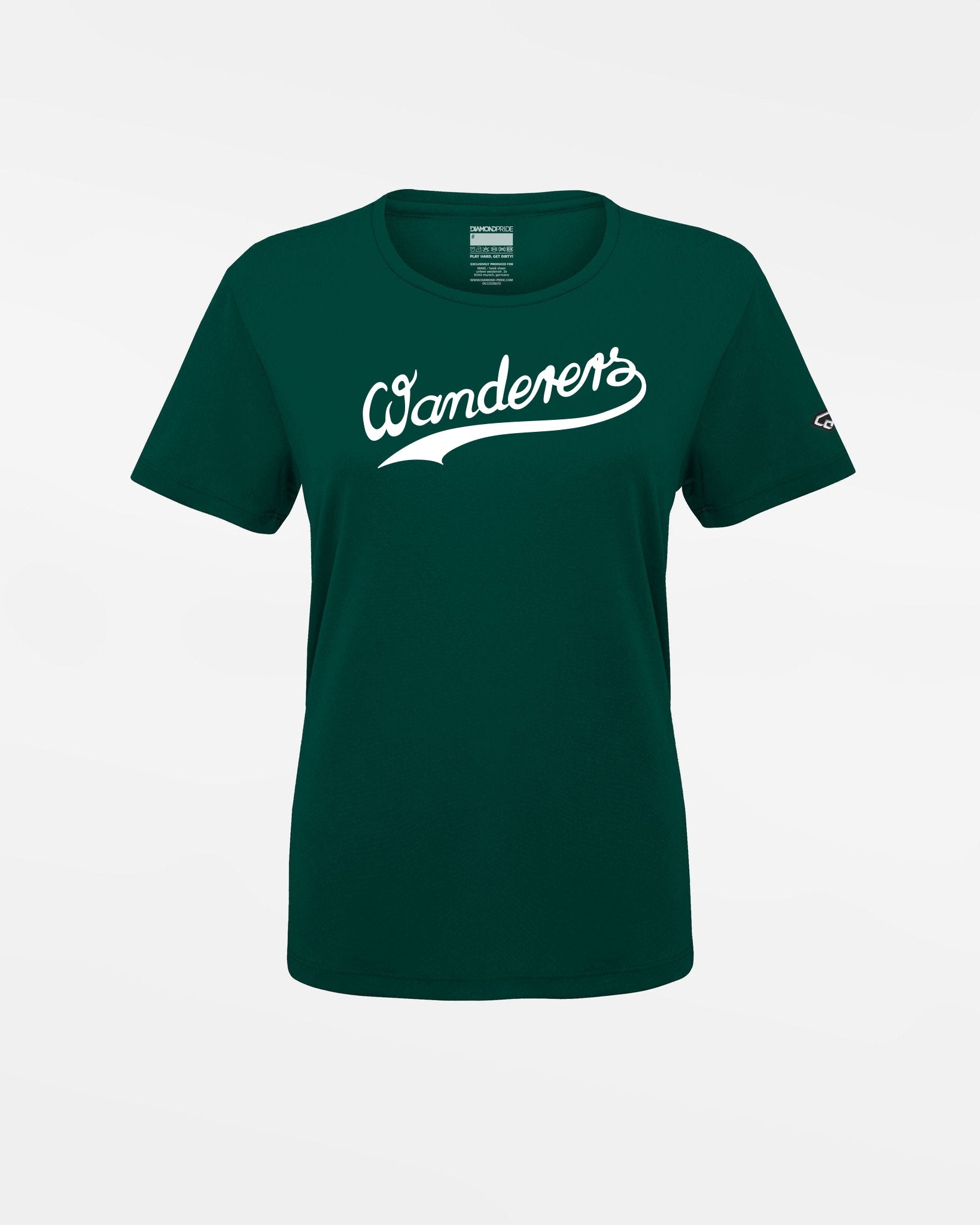 Diamond Pride Ladies Basic Functional T-Shirt "Herrenberg Wanderers", Script, dunkelgrün-DIAMOND PRIDE