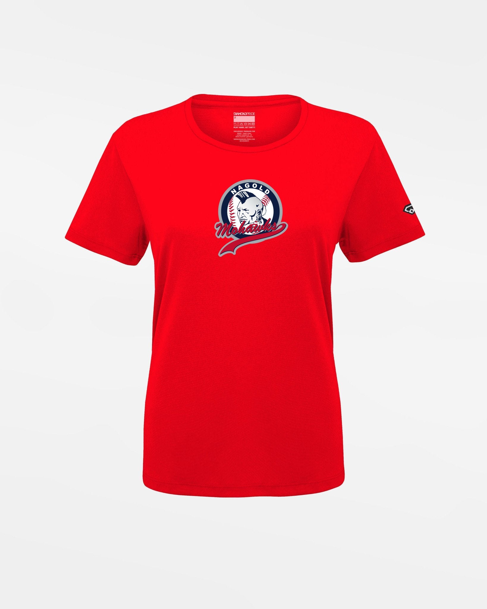 Diamond Pride Ladies Basic Functional T-Shirt "Nagold Mohawks", Crest, rot-DIAMOND PRIDE