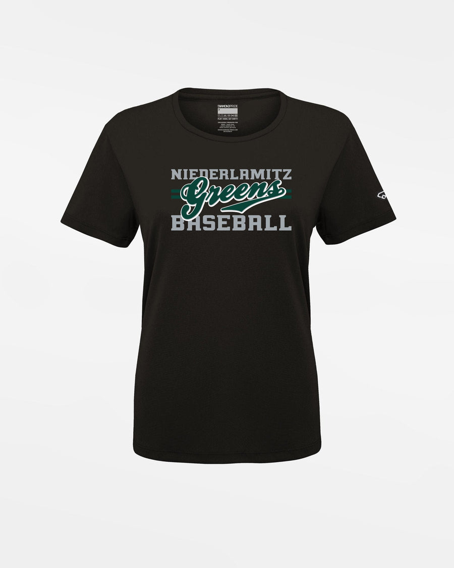 Diamond Pride Ladies Basic Functional T-Shirt "Niederlamitz Greens", Primary Logo, schwarz-DIAMOND PRIDE