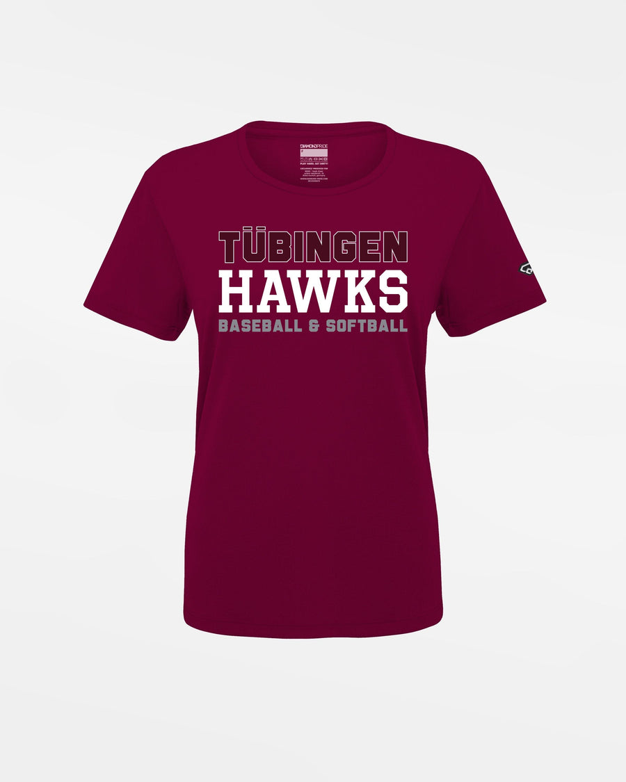 Diamond Pride Ladies Basic Functional T-Shirt "Tübingen Hawks", Primary Logo, maroon-rot-DIAMOND PRIDE