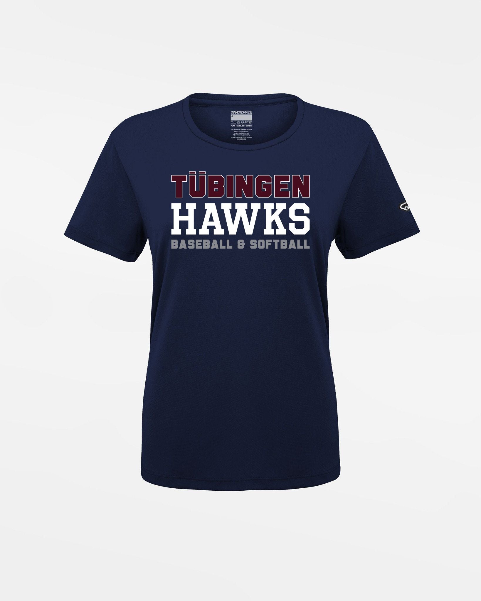 Diamond Pride Ladies Basic Functional T-Shirt "Tübingen Hawks", Primary Logo, navy blau-DIAMOND PRIDE