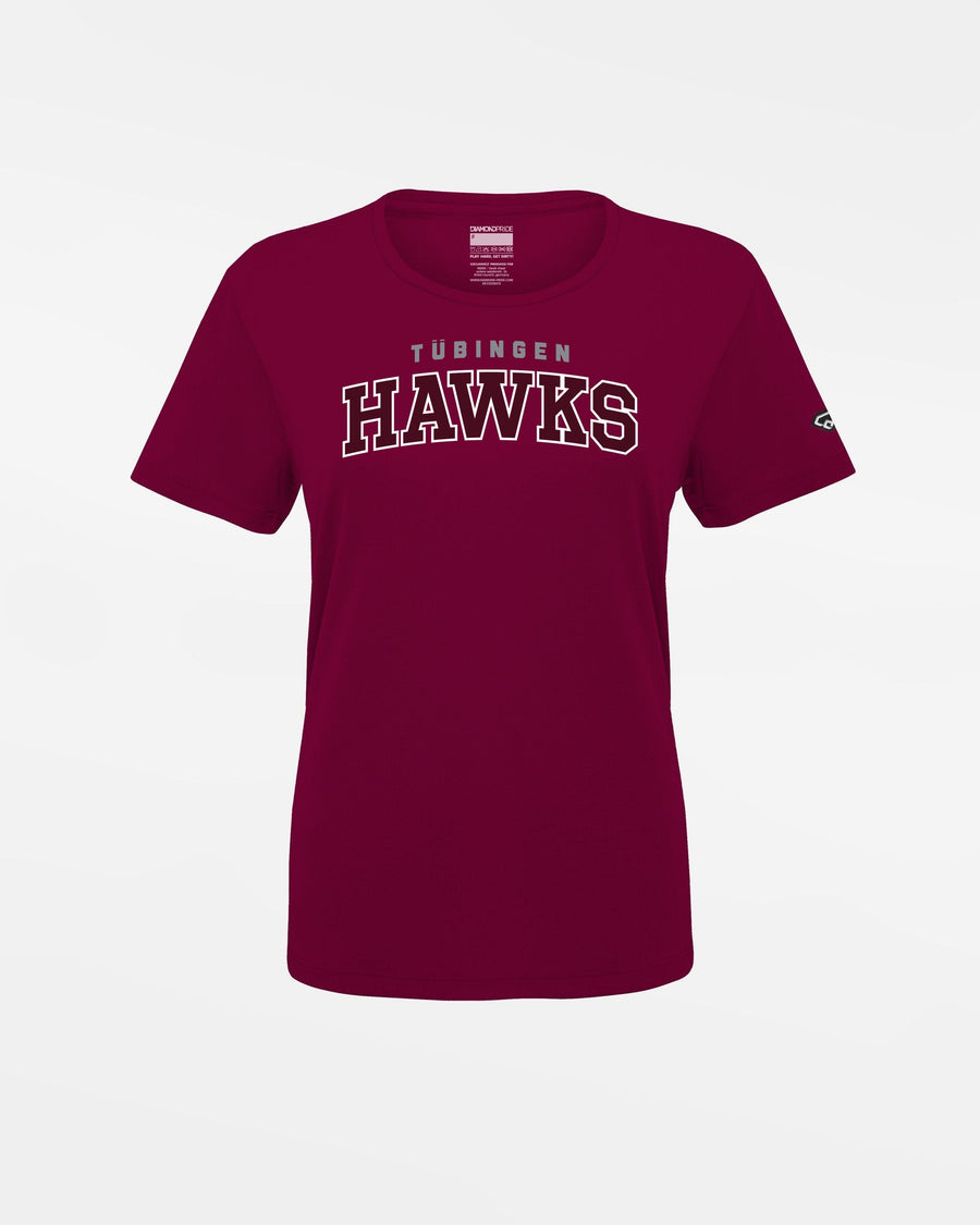 Diamond Pride Ladies Basic Functional T-Shirt "Tübingen Hawks", Script, maroon-rot-DIAMOND PRIDE