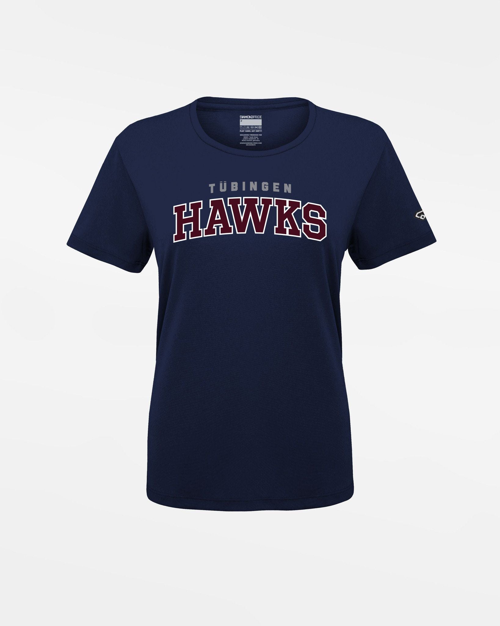 Diamond Pride Ladies Basic Functional T-Shirt "Tübingen Hawks", Script, navy blau-DIAMOND PRIDE