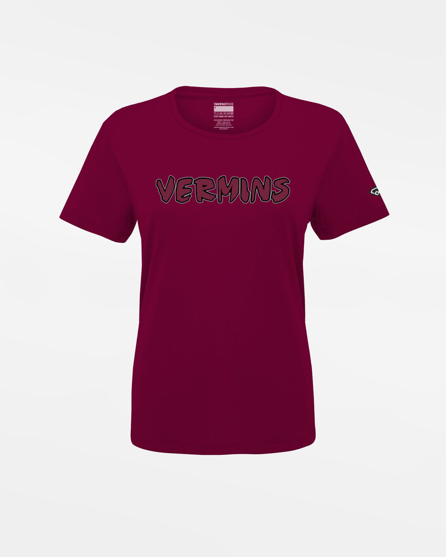 Diamond Pride Ladies Basic Functional T-Shirt "Wesseling Vermins", Old Vermins, maroon-rot-DIAMOND PRIDE