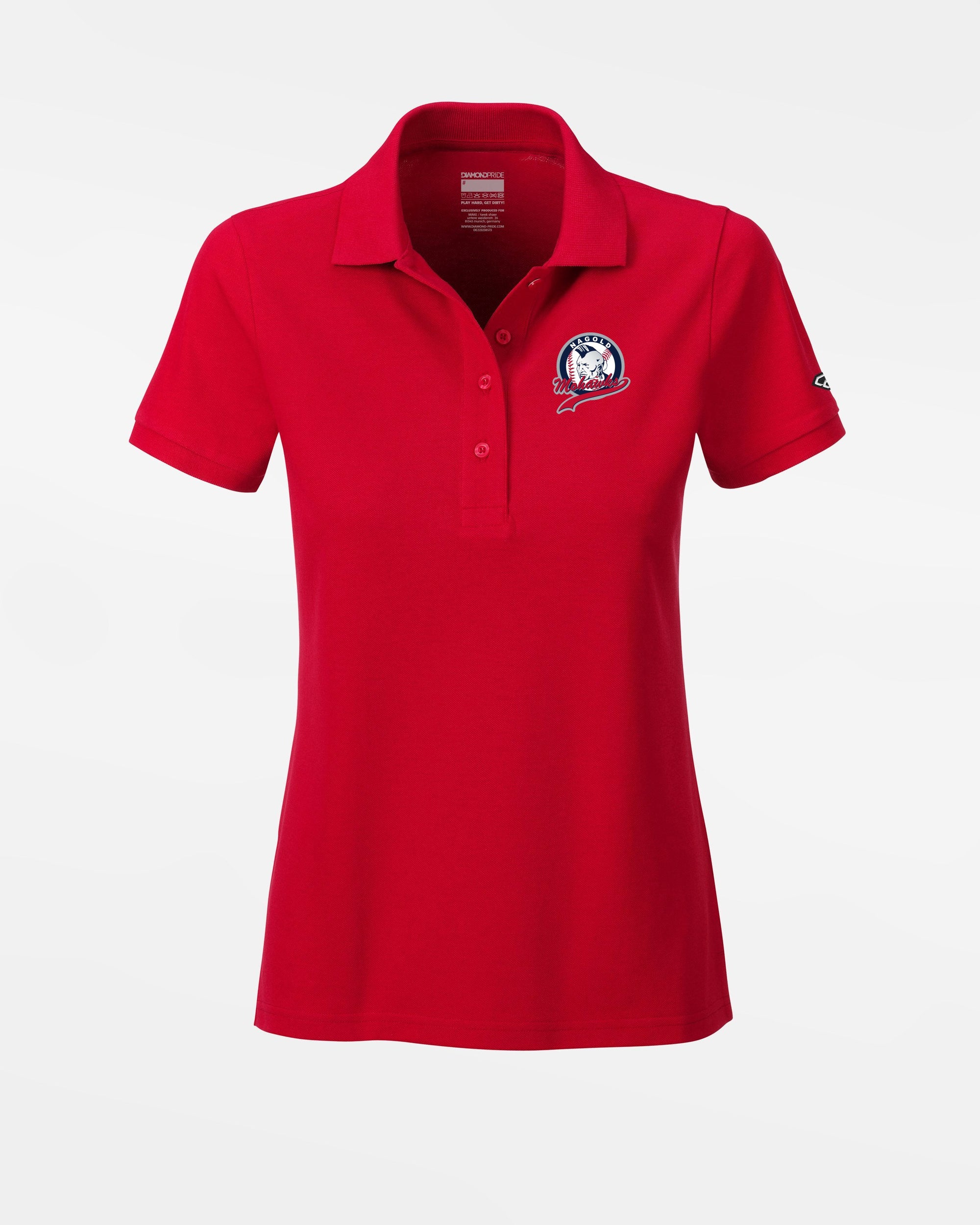 Diamond Pride Ladies Premium Polo-Shirt "Nagold Mohawks", Crest, rot-DIAMOND PRIDE