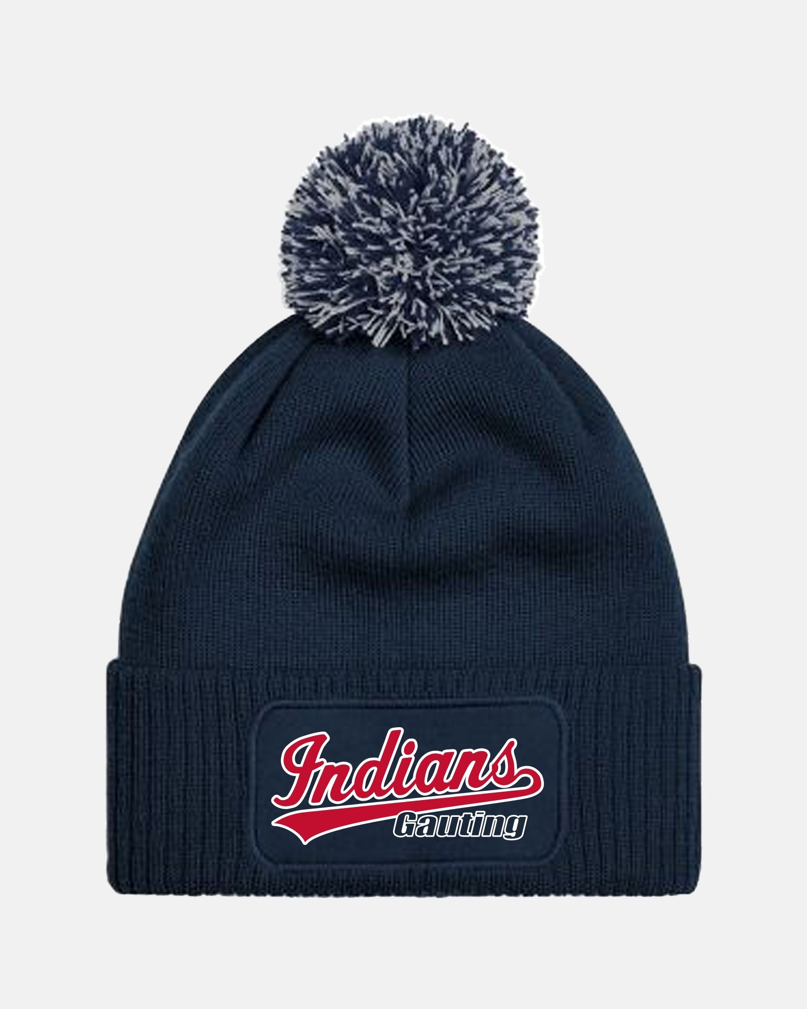 Diamond Pride PomPom Patch Beanie "Gauting Indians", Script, navy blau