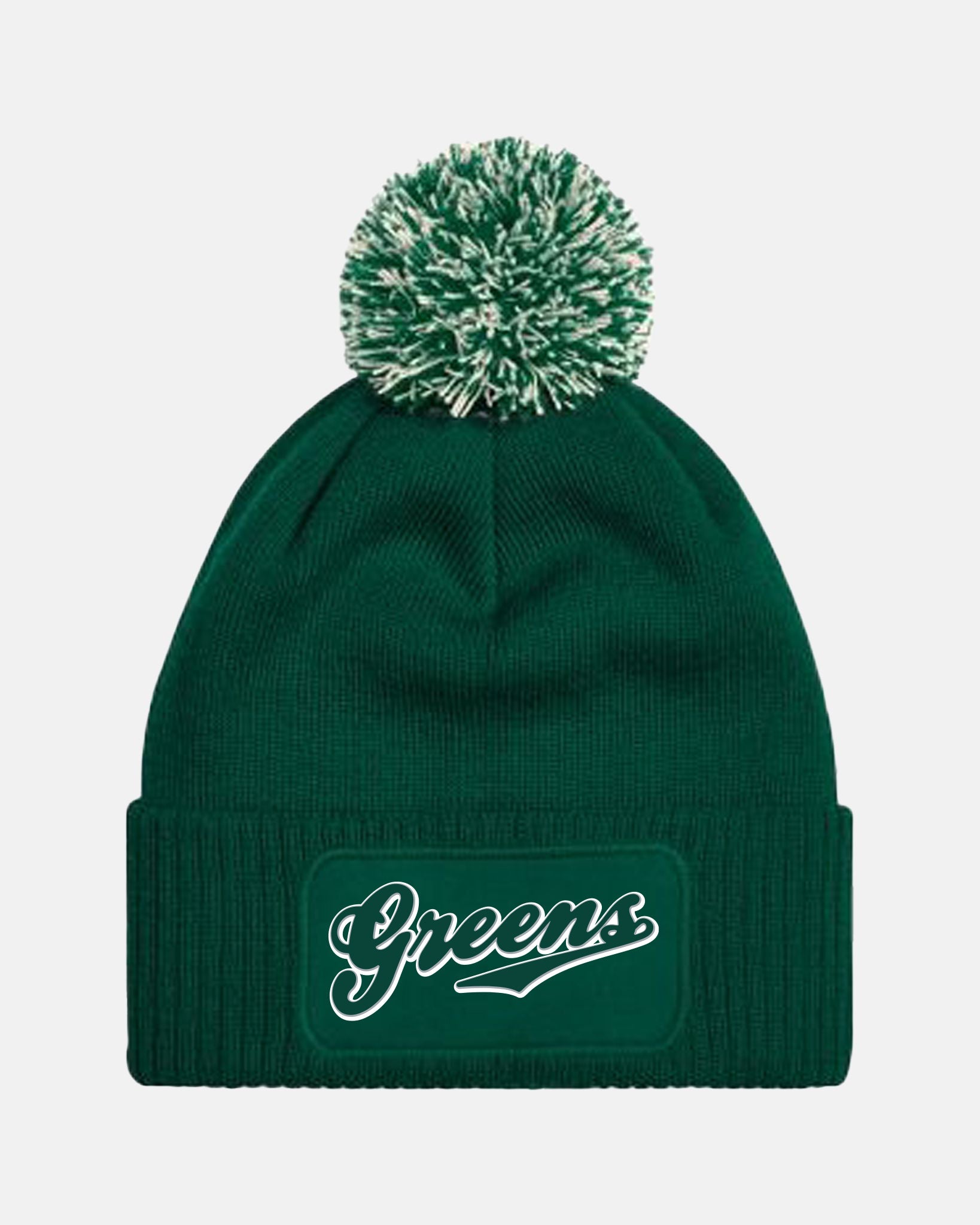 Diamond Pride PomPom Patch Beanie "Niederlamitz Greens", Logo, dunkelgrün
