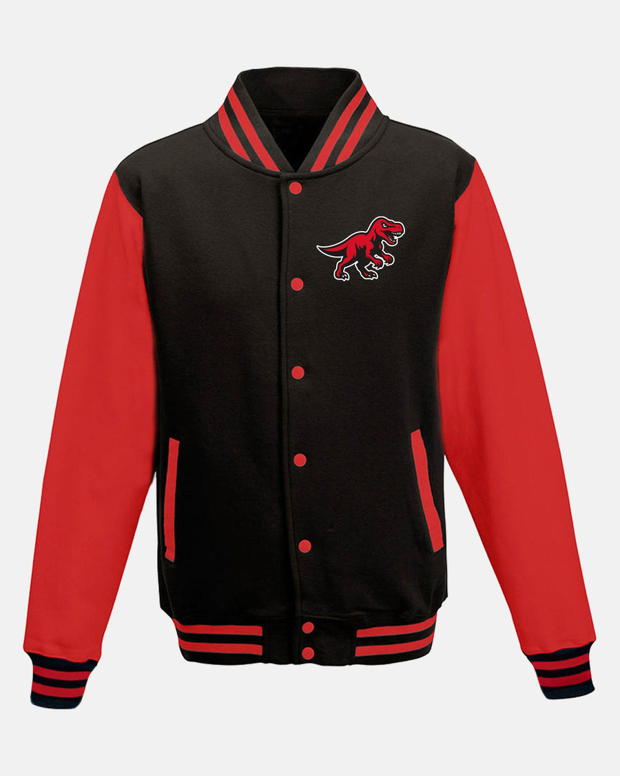 Diamond Pride Varsity College Jacke "Altdorf Raptors", Dino & Script, schwarz - rot-DIAMOND PRIDE