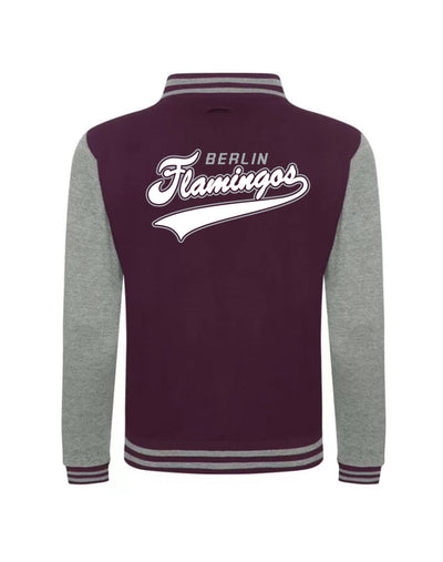 Diamond Pride Varsity College Jacke "Berlin Flamingos", F & Script, maroon rot - grau-DIAMOND PRIDE