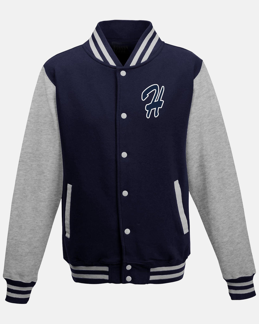 Diamond Pride Varsity College Jacke "Gramastetten Highlanders", H & Baseball, navy blau - heather grau-DIAMOND PRIDE