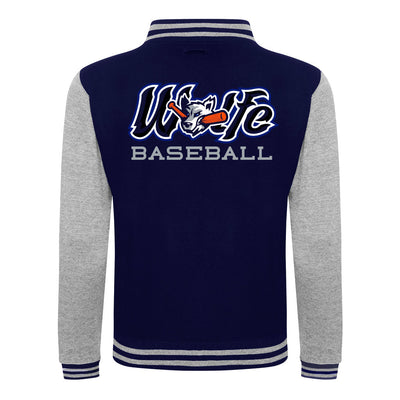 Diamond Pride Varsity College Jacke "Laufer Wölfe", W & Wölfe Baseball, navy blau - heather grau-DIAMOND PRIDE