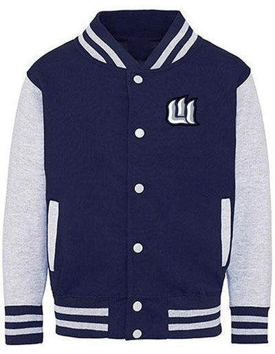 Diamond Pride Varsity College Jacke "Laufer Wölfe", W & Wölfe Baseball, navy blau - heather grau-DIAMOND PRIDE