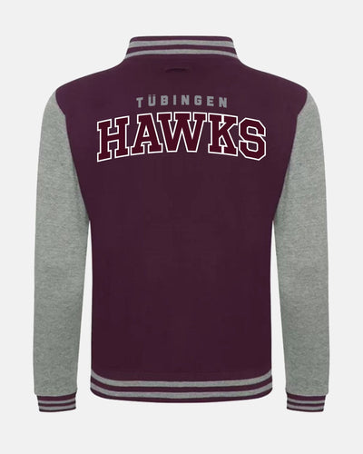Diamond Pride Varsity College Jacke "Tübingen Hawks", H & Script, maroon rot - heather grau-DIAMOND PRIDE